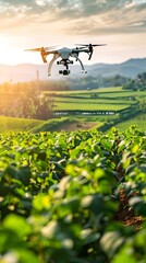 Poster - Aerial Drone Monitoring Smart Agriculture in Lush Green Field