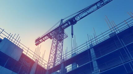 Industrial Construction Crane With blue sky background