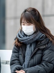 Wall Mural - Woman Wearing Face Mask in Winter