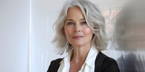 Wall Mural - Portrait of a Beautiful Woman with Gray Hair