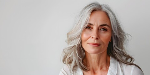 Wall Mural - portrait of a beautiful senior woman with gray hair