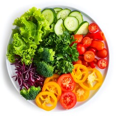 Wall Mural - Healthy Salad with Colorful Vegetables on a White Plate