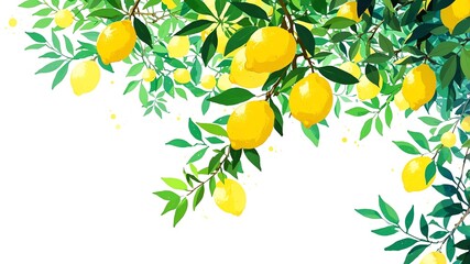 Poster - lemons abstract on white background bright concept art drawing design wallpaper