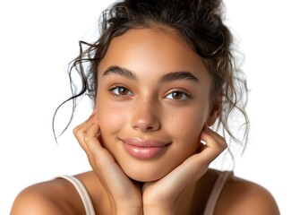 Wall Mural - portrait of a beautiful young woman with freckles