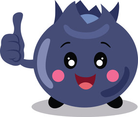 Poster - Funny blueberry character mascot okay