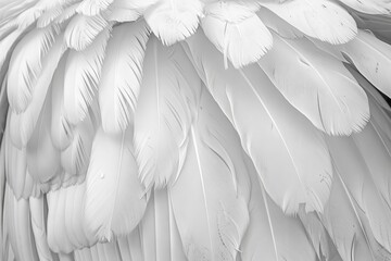 Wall Mural - White Swan Feathers Background, Goose Plume Pattern, White Wings Feather Texture