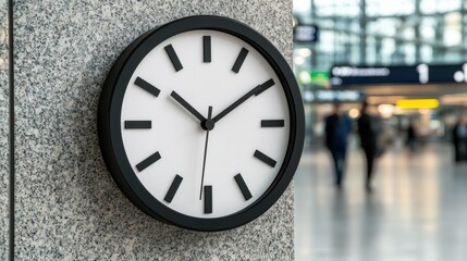 clock on wall in airport terminal