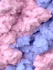 Poster - Swirling abstract cloud-like shapes in soft pink and blue hues