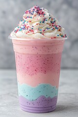 Wall Mural - Colorful milkshake with whipped cream and sprinkles