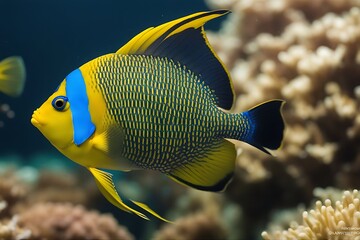 trimaculatus threespot panoramic apolemichthys water angelfish background fish salt travel diving undersea underwater life aquarium deep reef yellow asia ocean snorkeling colours colourful marin