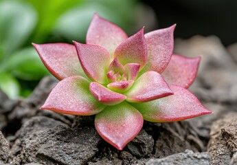 Wall Mural - Close-up of a vibrant pink succulent plant