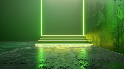 Poster - Neon Green Glow Background for Fashion and Product Presentation