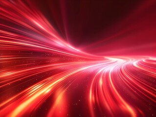 Poster - Neon Red Backdrop with Dynamic Light Streaks for Tech Product Photography and Concept Display