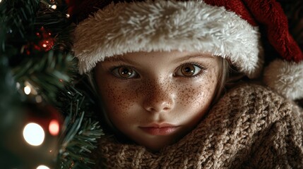 Canvas Print - Festive winter portrait of a young child