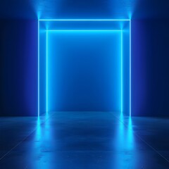 Poster - Vibrant Neon Blue Backdrop for Displaying Sports Gear and Fitness Accessories