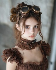 Sticker - Steampunk fashion portrait of a young woman