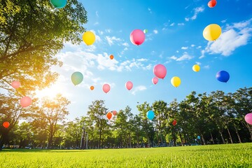 Sticker - balloons in the garden