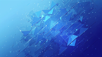 Aufkleber - An abstract design of blue triangular shapes scattered across a gradient background, creating a dynamic and energetic visual effect.