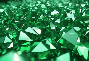 Poster - panoramic banner emerald deep panorama polygonal gem corporate texture faceted three-dimensional render macro business cut abstract wide green crystal brilliant wallpaper background concept 3