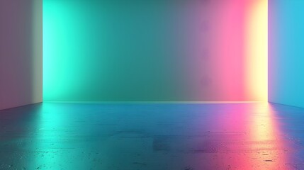 Poster - Vibrant Neon Blue Green Gradient Background Ideal for Tech Product Photography or Gadget Display Concept