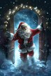 © Cloudyew - Santa Claus entering a magical portal.