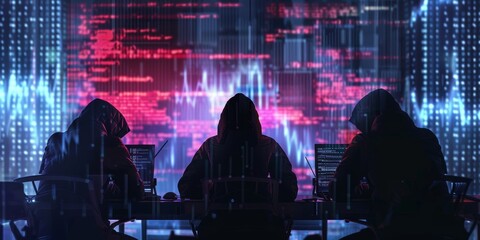 Poster - Shadowy depiction of cybersecurity protocols.