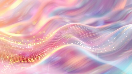 Poster - A dreamy abstract wave pattern with soft pastel colors and sparkling elements that evoke a sense of calm and beauty. Commercial use, 300 dpi