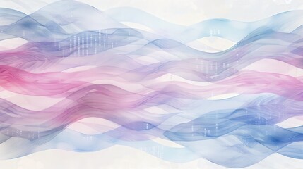Poster - A soft and flowing abstract background featuring gentle waves in pastel pink and blue hues, ideal for creative projects. Commercial use, 300 dpi