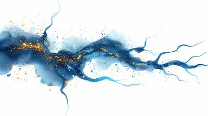 Poster - Abstract design featuring flowing blue and gold colors, perfect for backgrounds, websites, or artistic projects. Commercial use, 300 dpi