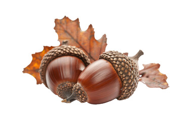 acorns on a white background