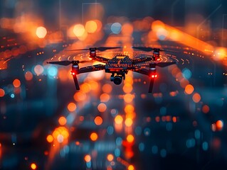 Poster - Glowing Close up View of a Drone s Futuristic GPS System Showcasing Advanced Navigation and Precision