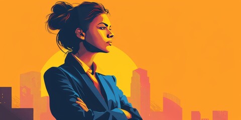 Canvas Print - Business girl in a bold business poster.