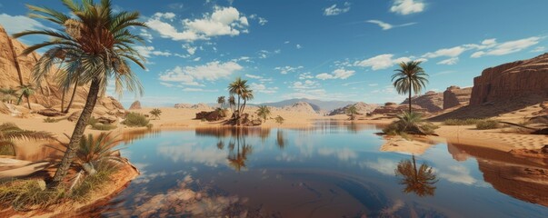 Mirage Mirage: Desert Oasis Illusion, 4K hyperrealistic photo