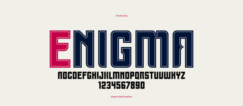 Bold simple sans serif display font for logos headers or slogans, vector thick and heavy geometric typeface, uppercase letters alphabet with numbers, poster and advertising.