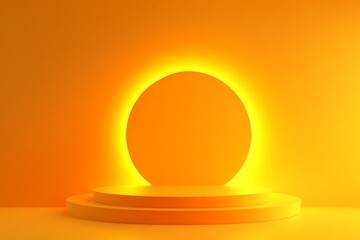 Poster - the background of an empty studio room is dominated by a yellow gradient wall