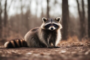 Wall Mural - isolated funny background raccoon sitting white pet animal wild nature playful playing paw adorable attractive baby beautiful black burglar camera charming cheerful closeup comical curious cute fauna