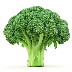 Wall Mural - Fresh Ripe Broccoli - Vibrant 3D Render of Green Vegetable Element Isolated on White Background