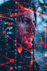 Poster - Creative double exposure highlighting network security.