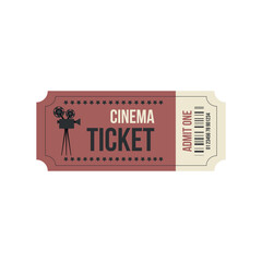 Vintage cinema ticket template with black old film projector. Admit one retro ticket. Ticket Admission Entry Event Design