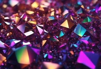 Poster - optical spectrum wallpaper render glasses light abstract iridescent texture crystal background panorama polygonal bright 3d wide brilliant macro panoramic diamond prism faceted clear gem rainbo