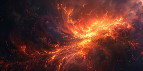 Wall Mural - Bright fiery flame emerges in the darkness