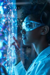 Poster - Futuristic Scientist Interacting with Holographic Interface