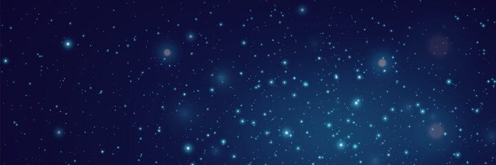 Wall Mural - Night starry sky. Spark in the galaxy, distant constellations and star lights.  Magic star background.