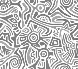 Abstract chaotic drawing in gray tones drawn by hand.Seamless pattern.