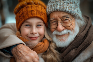 Poster - Grandparents hugging grandchildren