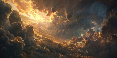 Wall Mural - amazing light behind the clouds