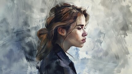 Canvas Print - Professional woman illustrated in a watercolor style painting.