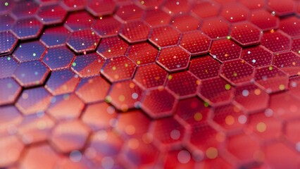 Poster - Abstract Hexagonal Grid with Colorful Light Reflections