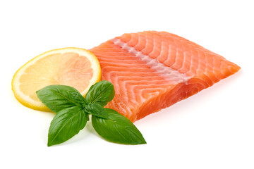 Wall Mural - Salmon, fresh salmon fillet isolated on white background.