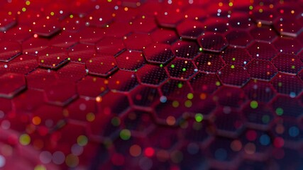 Poster - Abstract Hexagonal Grid with Colorful Light Reflections